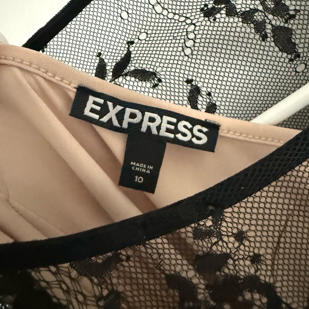 Express Black Lace Overlay Dress with Nude Underlay - Picture 3 of 3